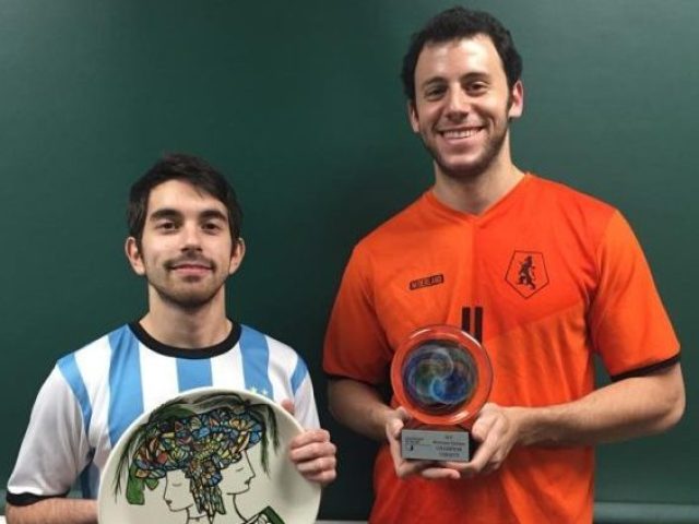 Jack Caporal (left) and Quinn Zemel pictured in 2015 holding trophies